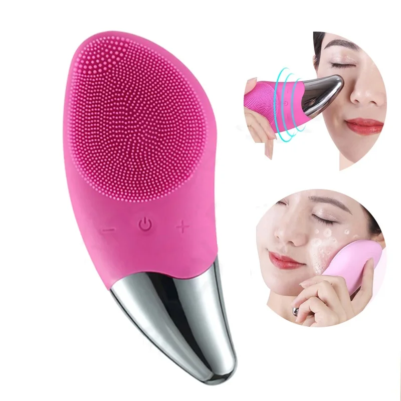 
USB Rechargeable Vibrating Waterproof Facial Cleansing Brush Electric Silicone Facial Cleaner Brush Massager 