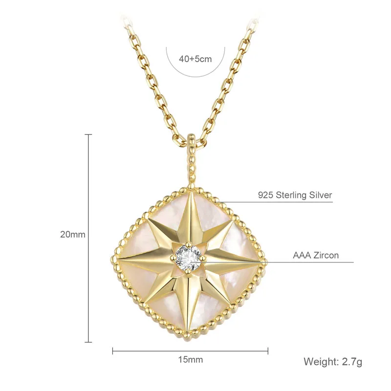 ins魅力镀金925纯银钻石八角星幸运指南针项链 - buy compass