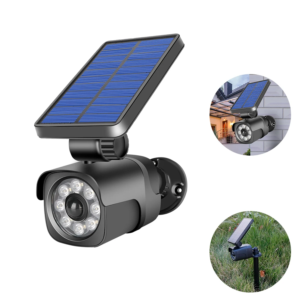 Widely Use Solar Charging Simulation Camera Body PIR Sensor Wall Light Outdoor Garden Use Solar Powered PIR Sensor Wall Light