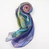 Wholesale Custom Long Silk Scarf Shawl Women Fashion Digital Printed Machine Edge Silk Chiffon Scarf
