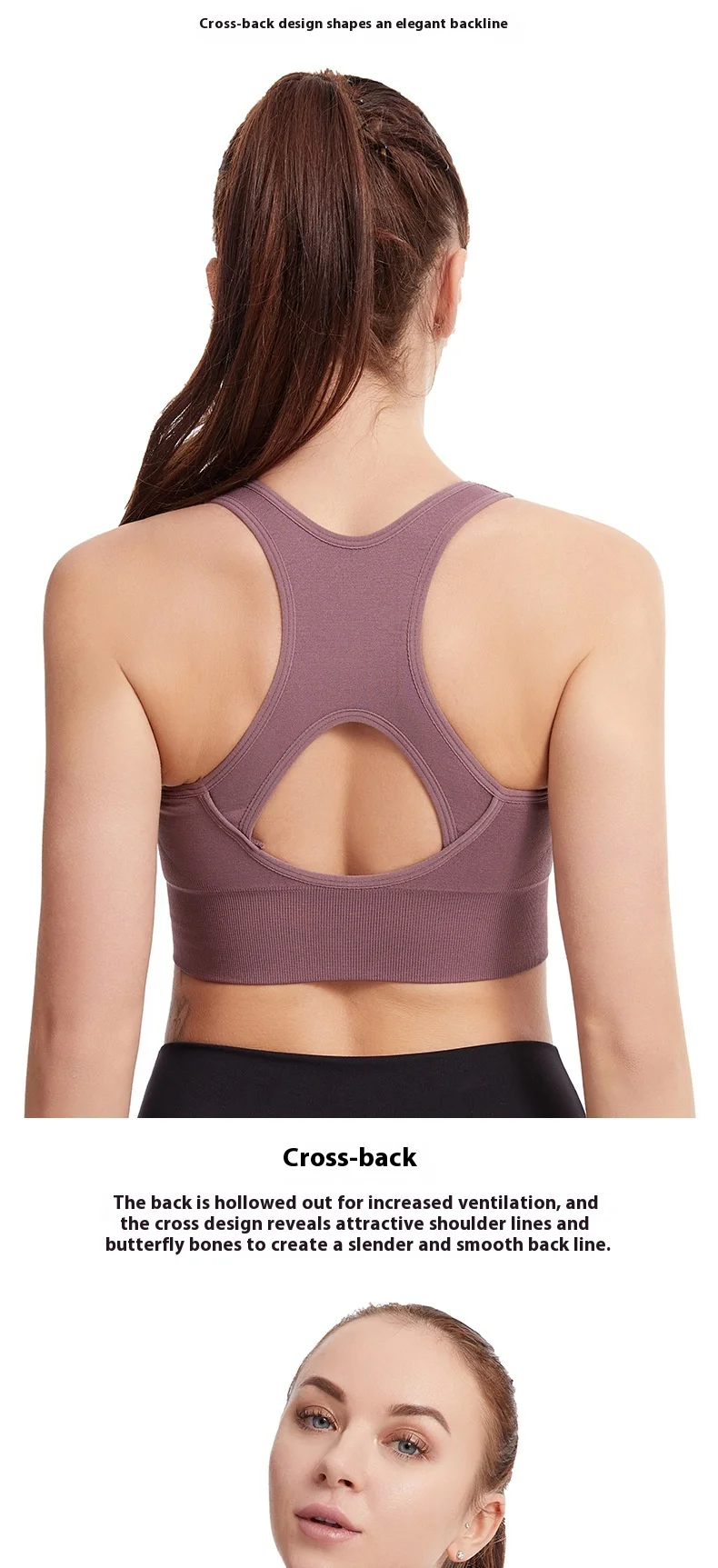 Women's Large Size Sports Bra for Running Yoga Fitness Shockproof Beautiful Hollow-out Back Front Zipper Wire-Free Solid Cup