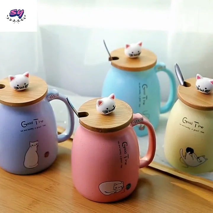 450ml Japanese Carton Cute Cat Kitten Ceramic Coffee Mug Cup For ...