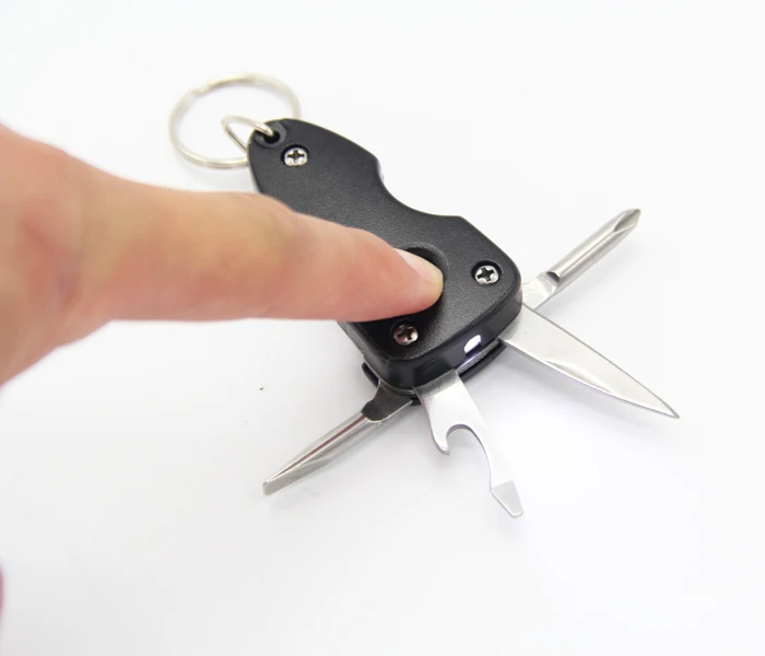 High Quality Stainless Steel Multitool Keychain With Led Light And