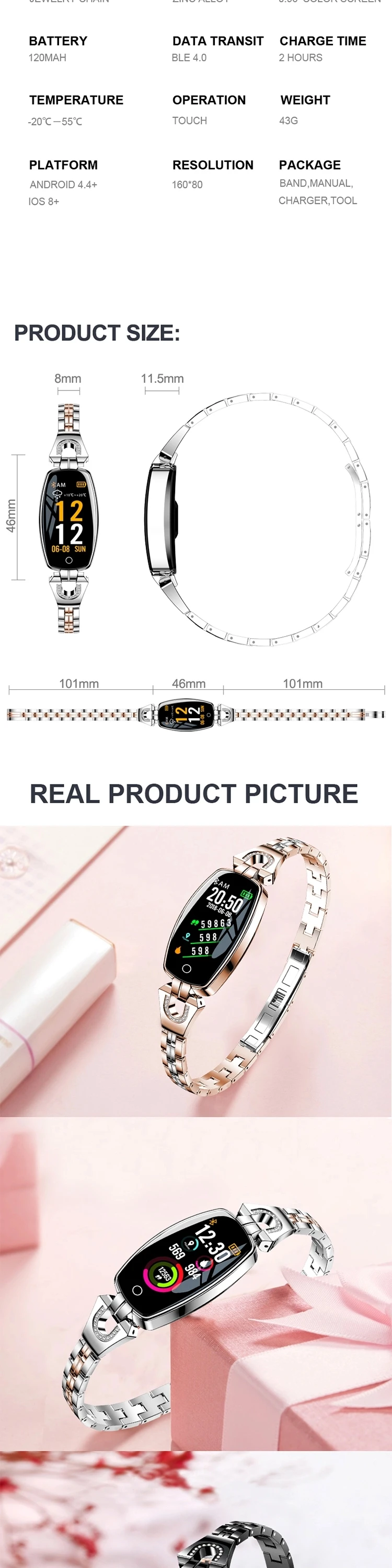 H8 Smart Bracelet Women Activity Fitness Tracker Heart Rate Monitor