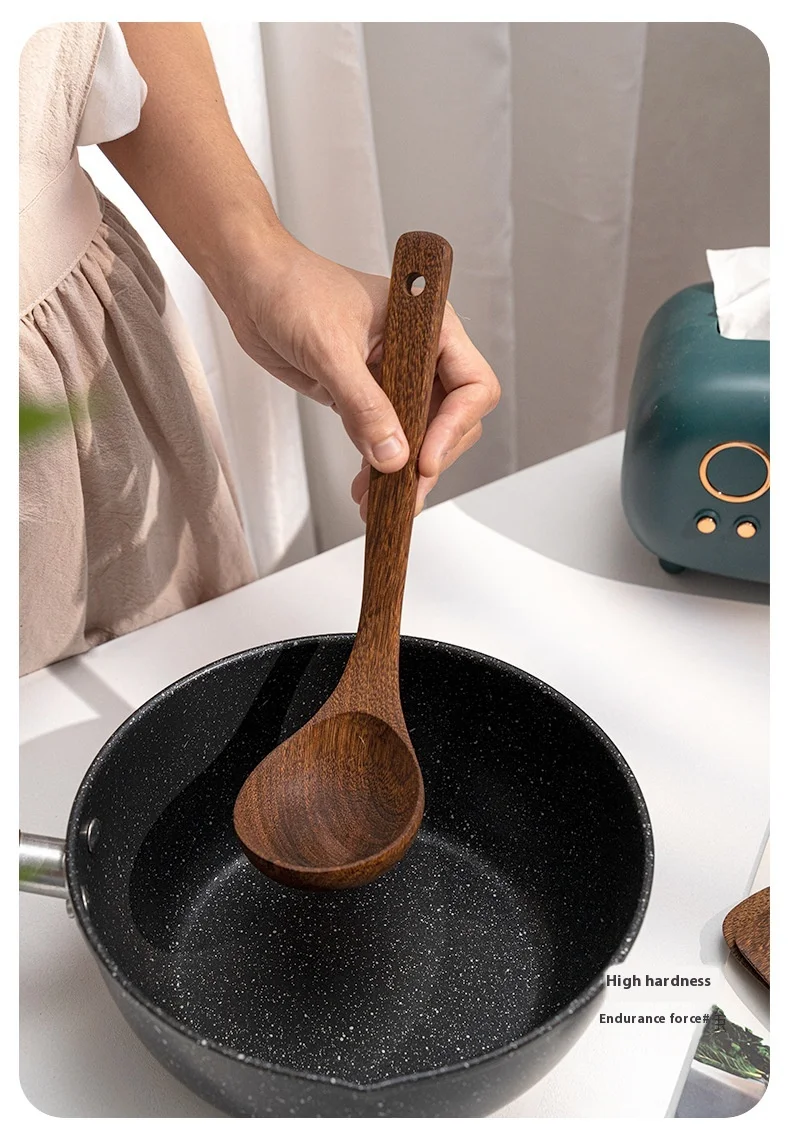 product set of no paint chicken wings wooden soup spoon frying dish spatula household non stick kitchenware-15