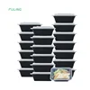 Black rectangular meal prep microwavable to go containers , plastic takeout food containers