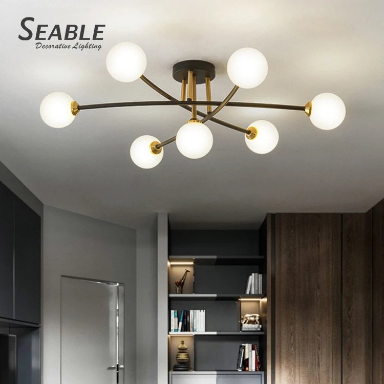 Seable modern 7 lights charataristic sputnik style glass led chandelier