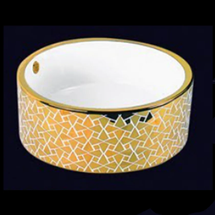 Luxury Golden Hand Wash Basin Bathroom Ceramic Gold Plated Wash Sink