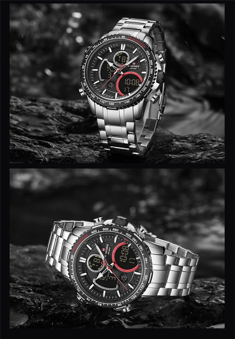 NAVIFORCE 9182 Watch for Men Luxury Brand LED Digital Wristwatch Sport Quartz Male Waterproof Luminous Clock Relogio Masculino