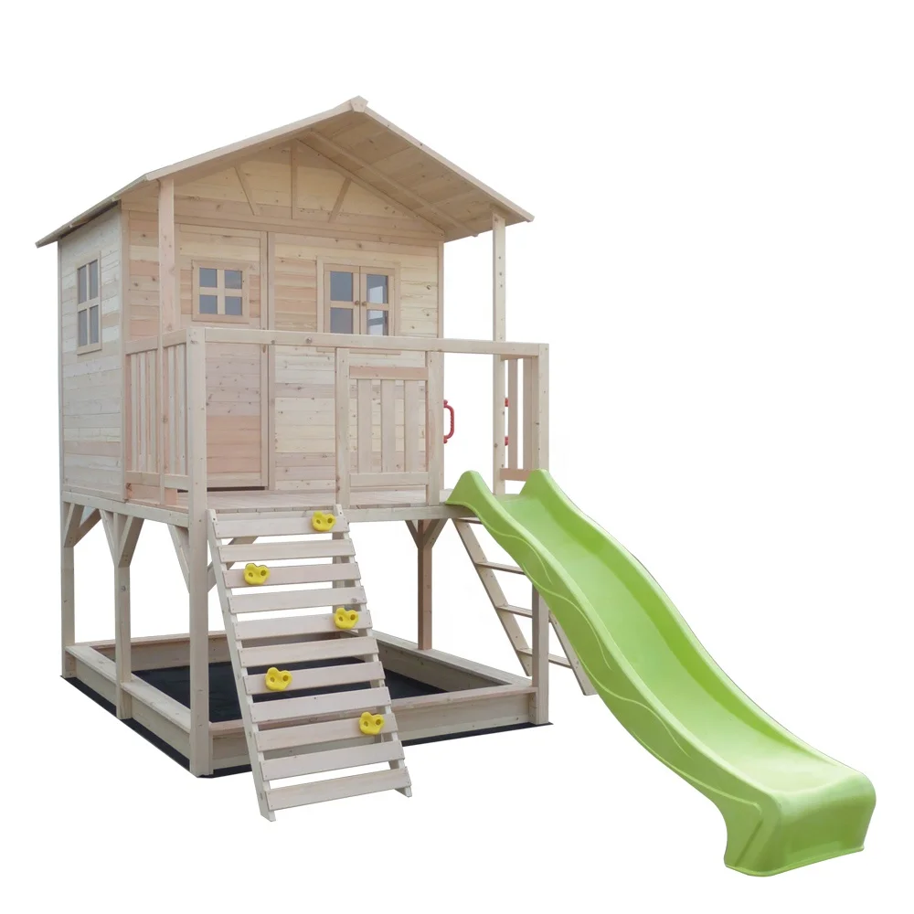 two storey playhouse with slide