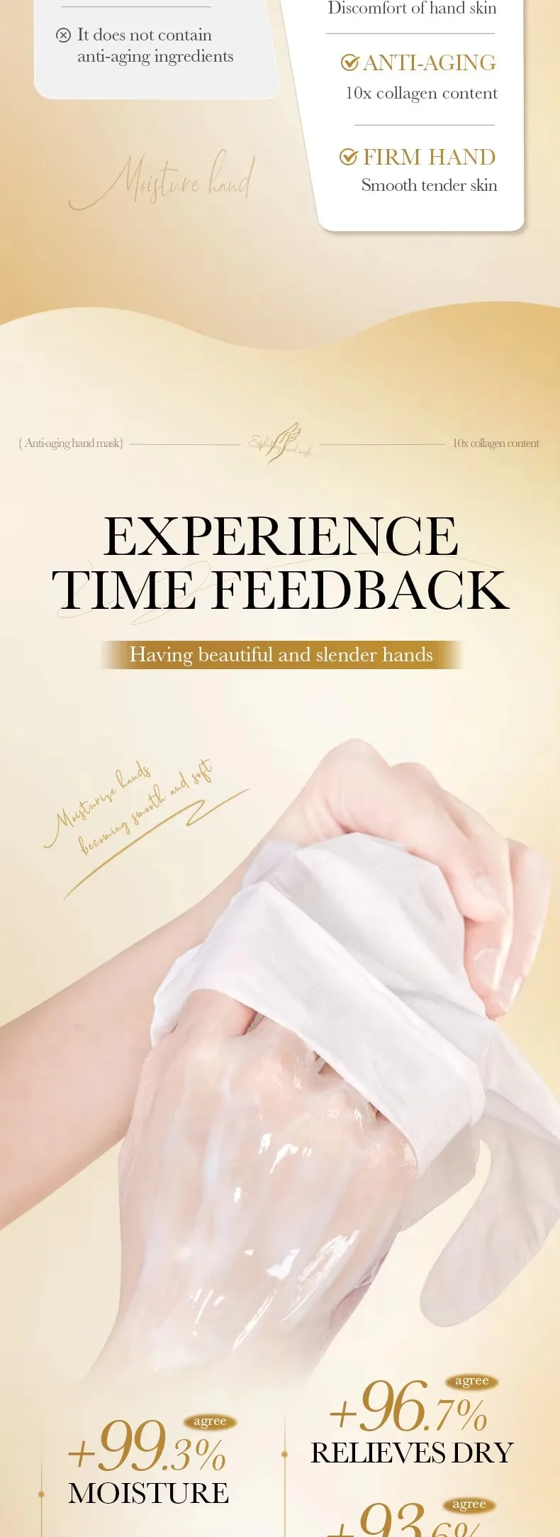 SADOER Collagen Hand Mask Gloves Anti-wrinkle Exfoliating Peeling Moisturizing Brightening Smooth Hand Sheet Mask Skin Care
