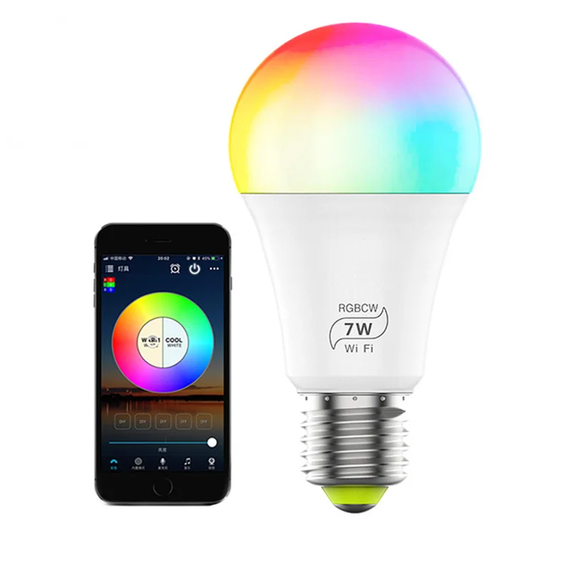 7W 9W 12W RGB E26 E27 B22 home dimmable wifi smart led rgbw light bulb 9W led smart lamp