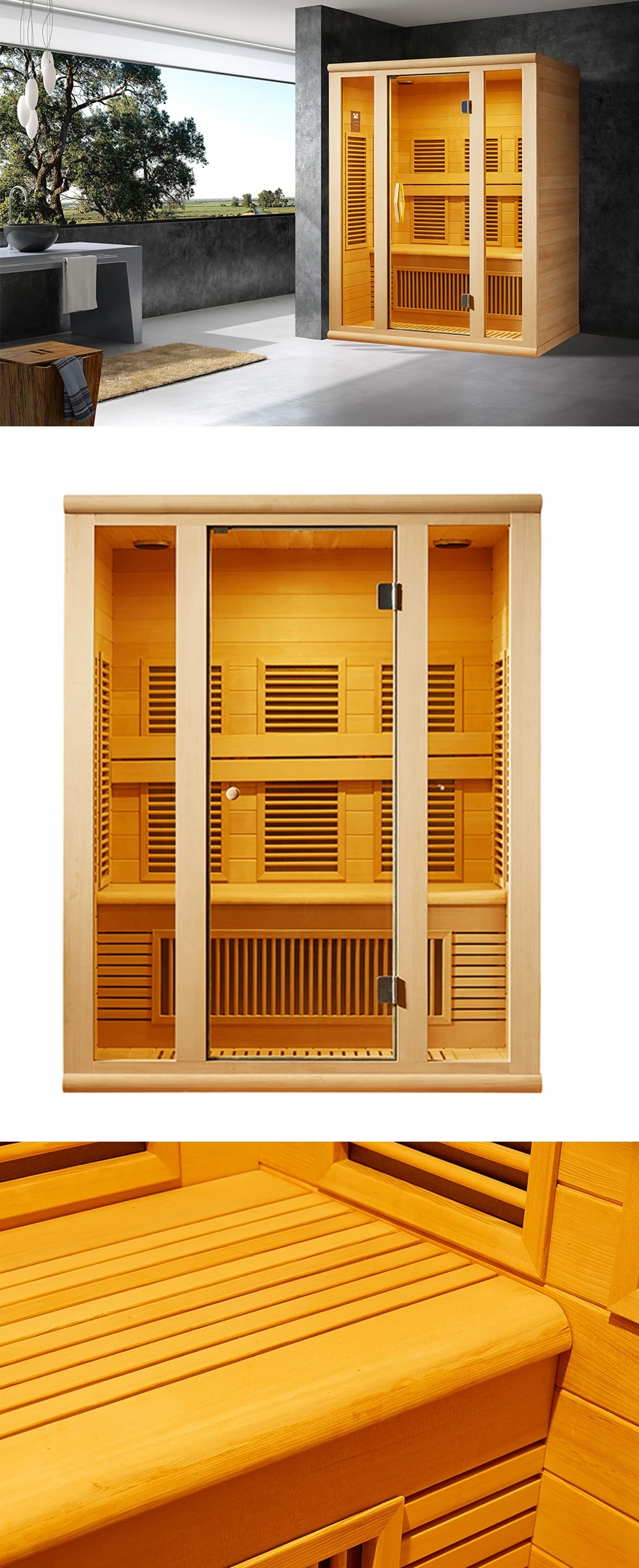 3 Person Infrared Sauna Cabin/ Infrared Sauna Room/ Glass Sauna Room