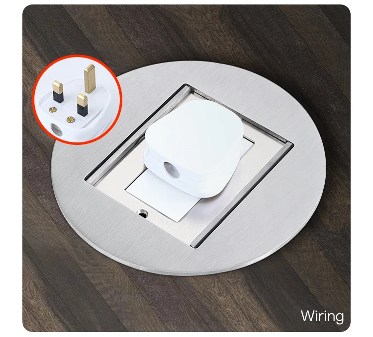 British standard stainless steel power 13A round concealed floor socket box