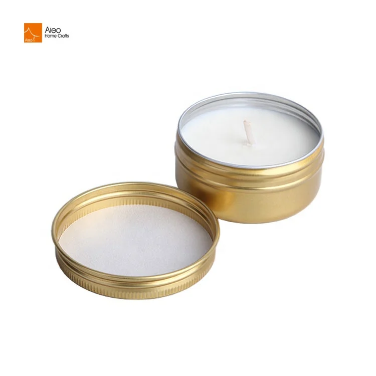 Customized Logo Hours Scented  Gold Tin Cheap Mini 100% Soy Wax Tealight Candle For Parties