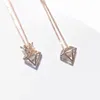Latest exquisite design 3D crown and diamond shape 18K gold necklace natural diamond pendant for women