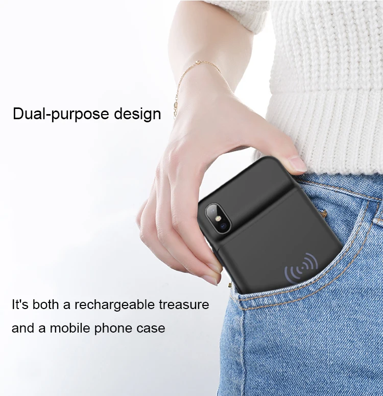 WELUV Hot Sale Battery Case For iPhone X Slim Fit + External Rechargeable Power Bank Charging Cover IPX3600-RED - ANKUX.COM