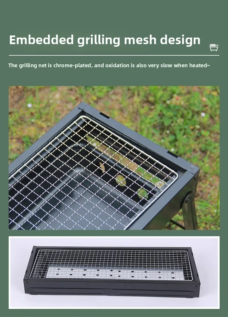 Zibo Stainless Steel Portable Outdoor BBQ Charcoal Grill Small Stove with Smokeless Folding Rack Meat Roaster Oven for Camping