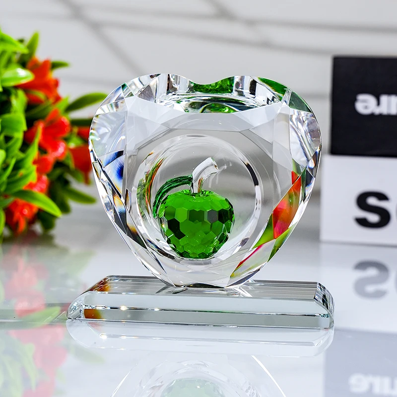 Small Crystal Glass Heart & Apple Model Polished Craft for Love Souvenir Birthday & Wedding Decor K9 Model details