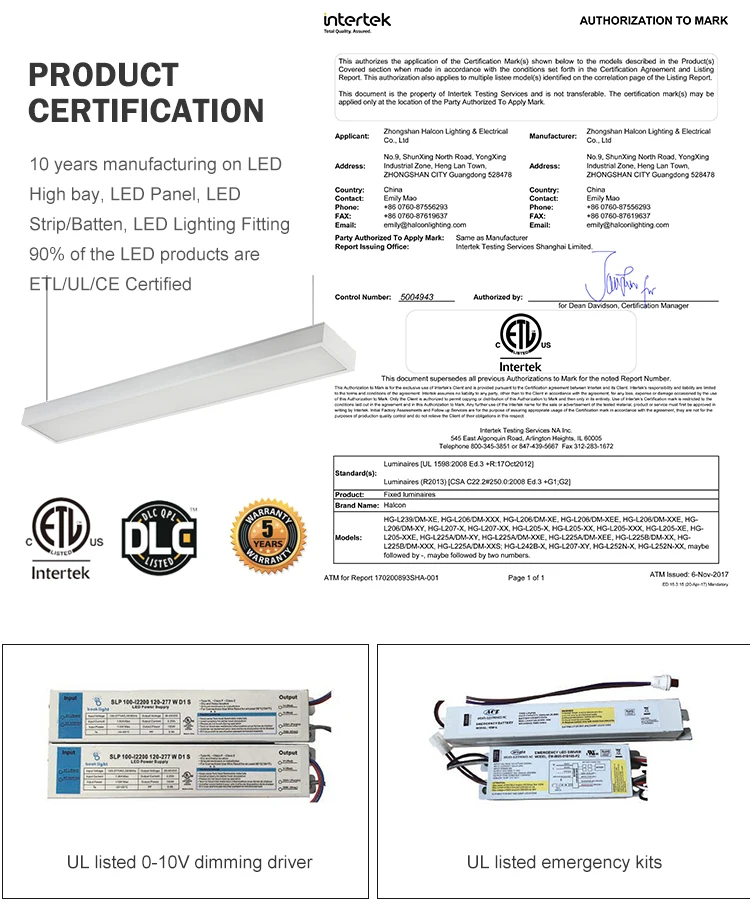 Energy Saving Etl Approved 4ft 5ft 40w 50w Led Recessed Linear Lamp