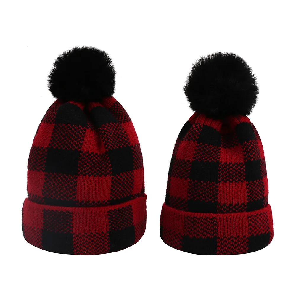 red Personalized Beanie Lumberjack Plaid Baby Hat 