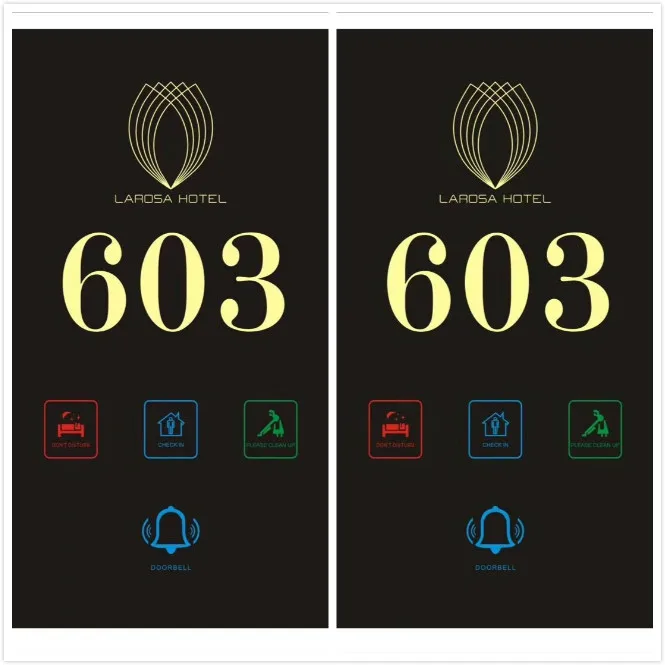 Hotel Electronic Doorplate with AC 220V Touch Control and 86 Bottom Box for Easy Installation