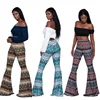 Women's Afrcian Print Flares Bodycon Wid Leg Pants Trousers Palazzo Pants Yoga Bell Bottom Pants