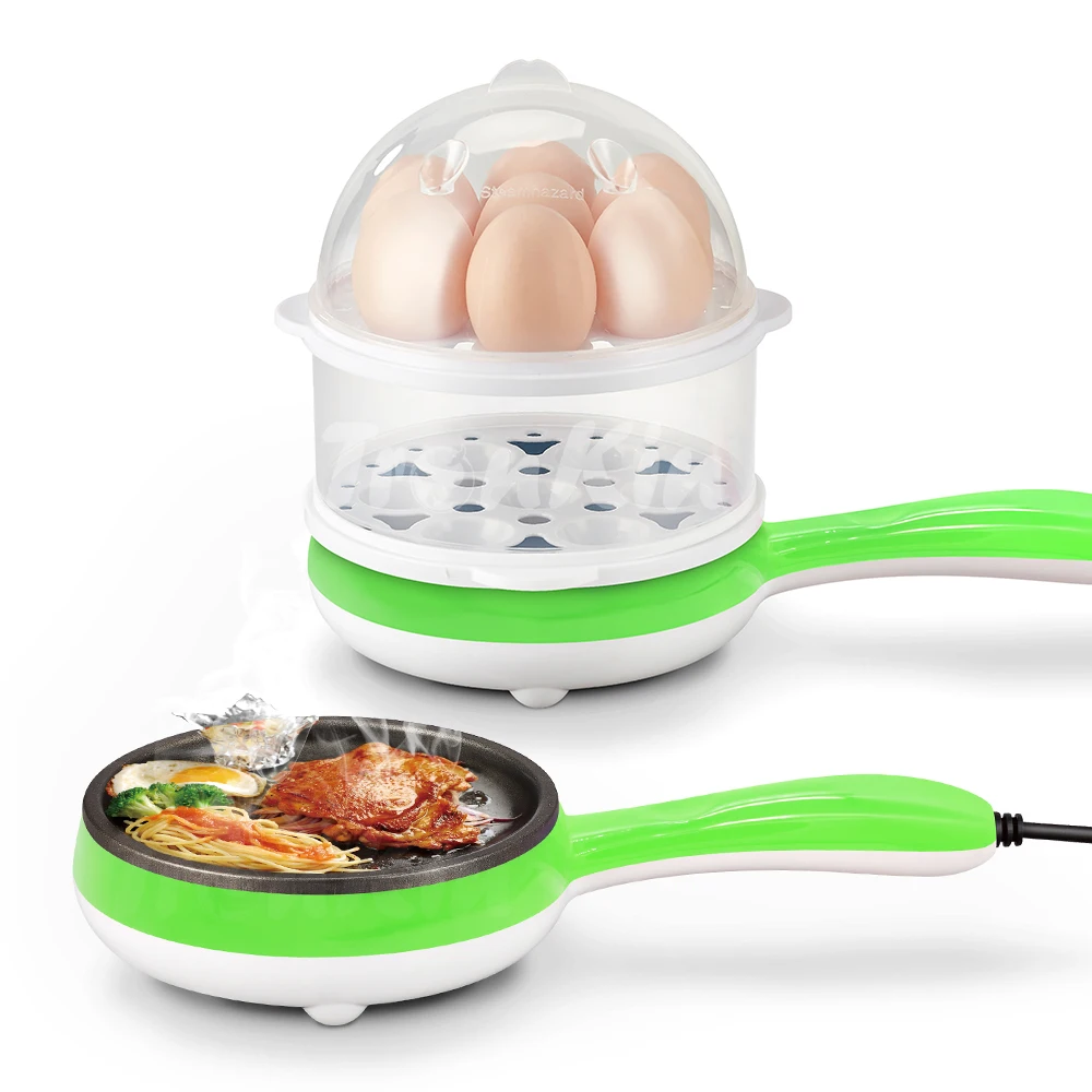 Double Layer Mini Electric Egg Boiler Non-stick Frying-pan Rapid Egg Cooker for 14 Eggs