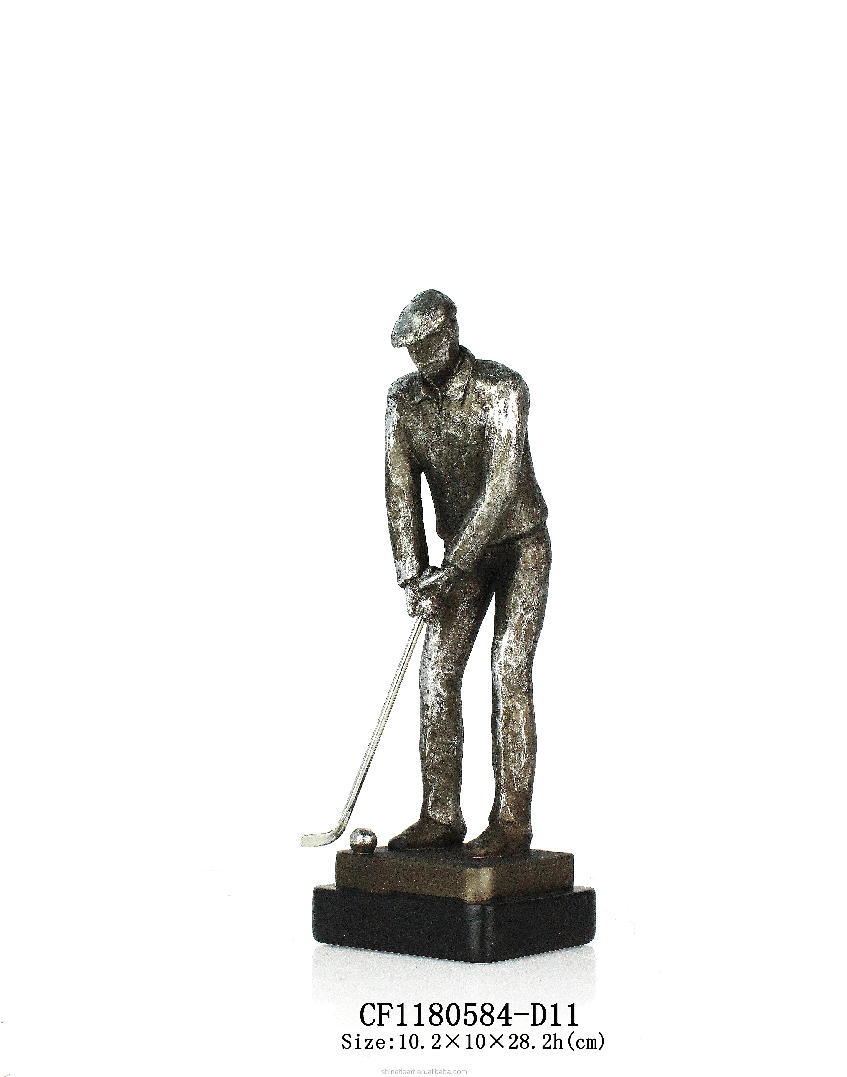 Wholesales Decorative Resin Antique Silver Golf Sport men Player Figurine For Home Decor Creative Gift factory