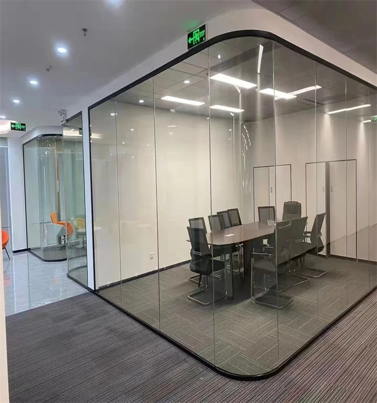 product 26mm slim aluminum frame single glass office partition for hospitals schools and office buildings-1