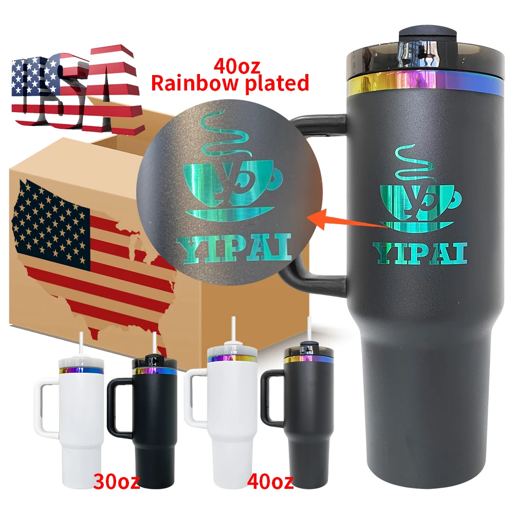 Usa Warehouse 30oz Holographic White Black Rainbow Plated Tumbler ...