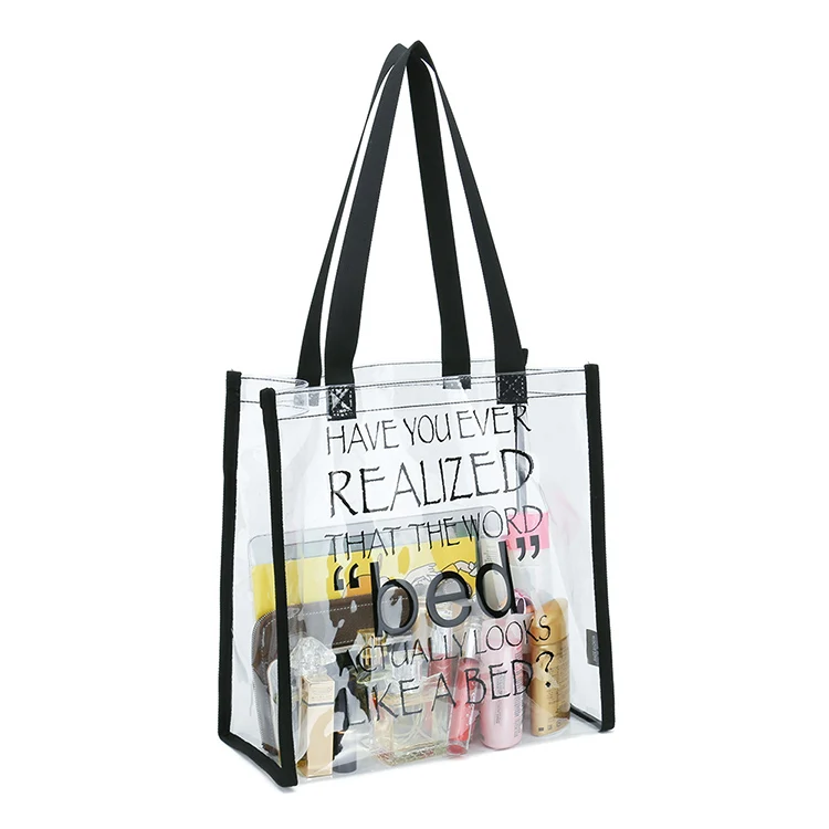 Custom Clear Pvc Shopping Bag With Shoulder Handle Buy Clear Pvc Bag
