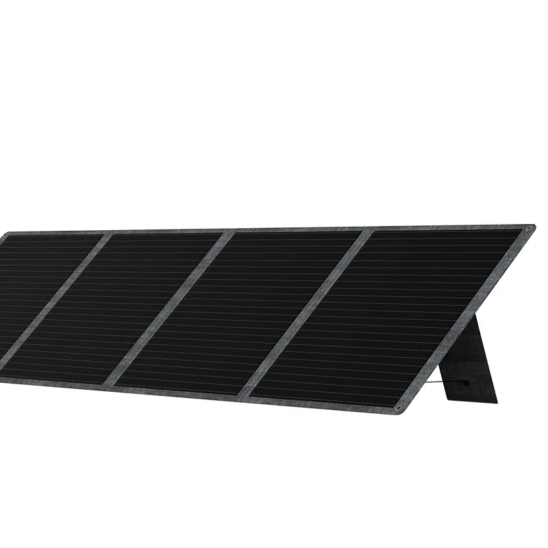 Four 250W portable solar panels unfolding from a compact carry case