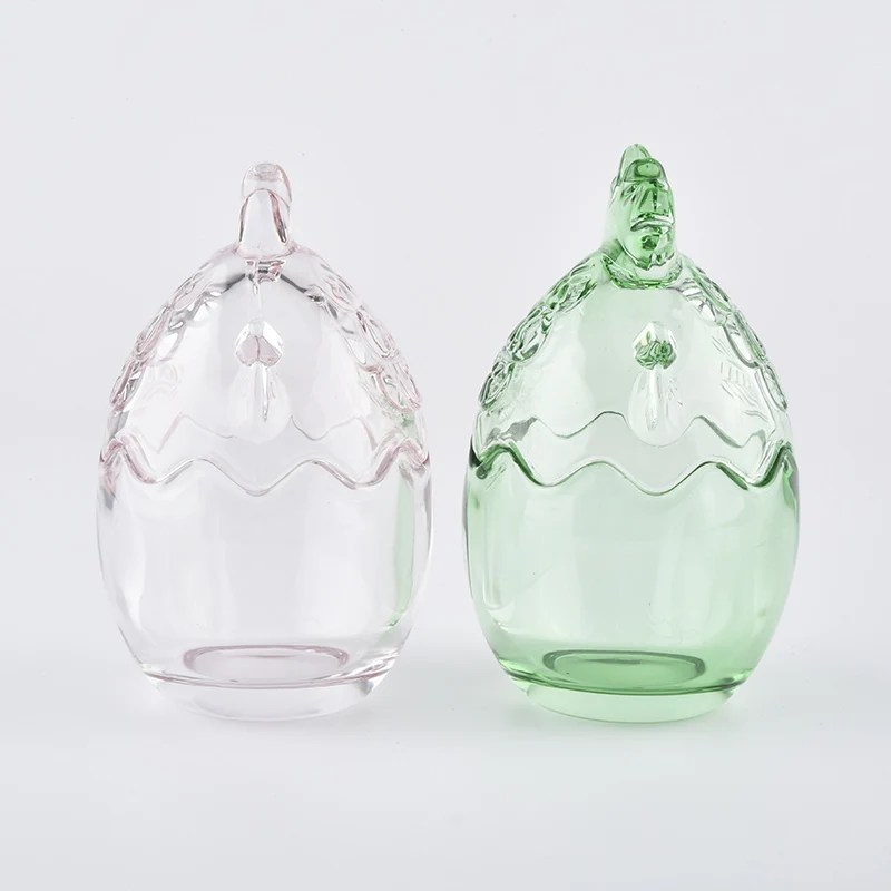 egg design pink colored glass candle jars