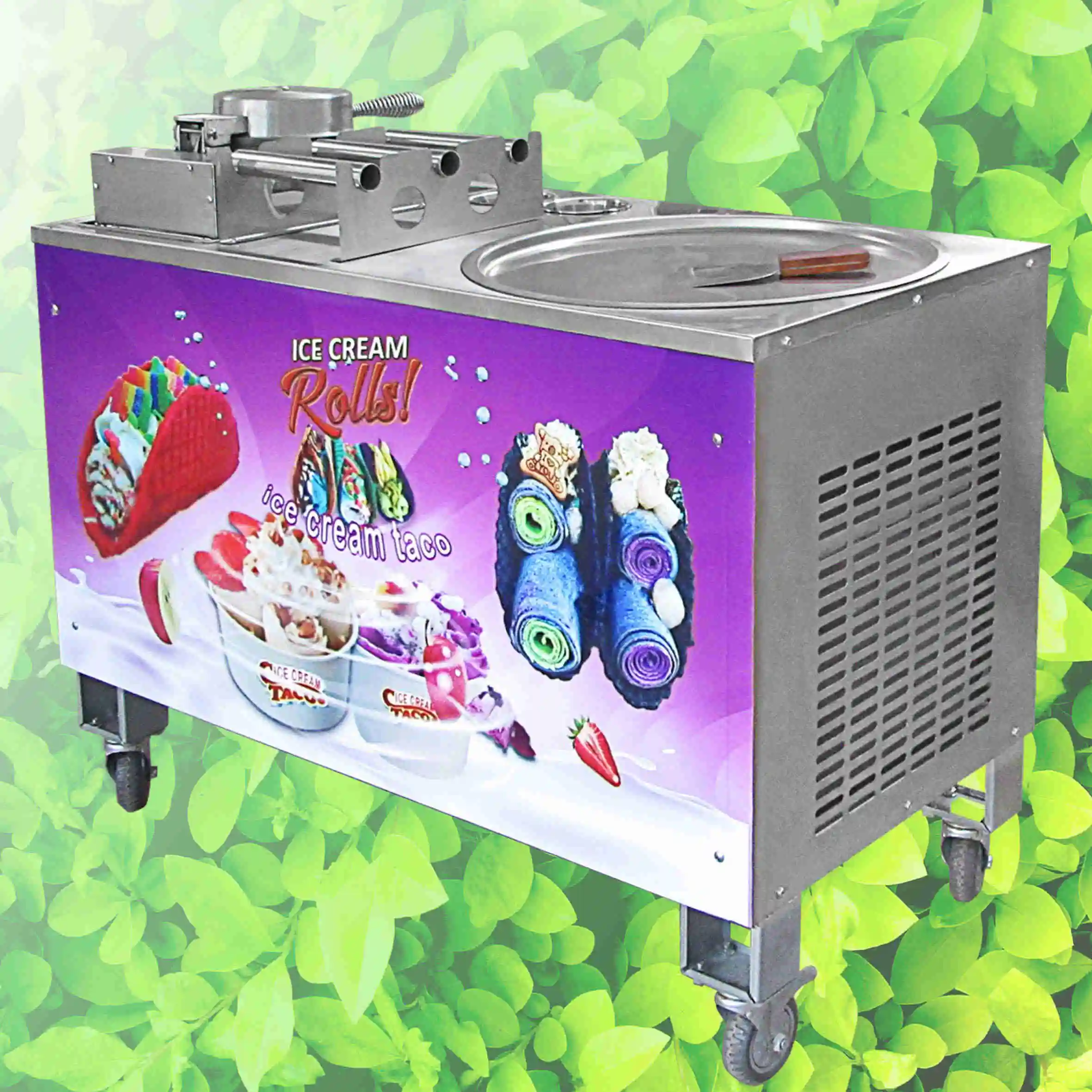 110v /220v Rolled Fried Ice Cream Machine With Mexico Corn Tortilla