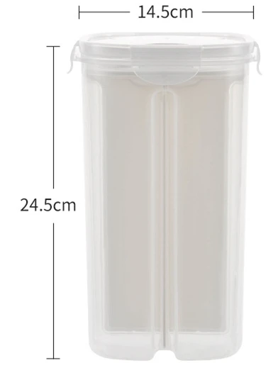 Kitchen Grain Storage Box Plastic Food Container Airtight Can with 4 Divided Compartments for Pasta Rice Dried Fruits manufacture