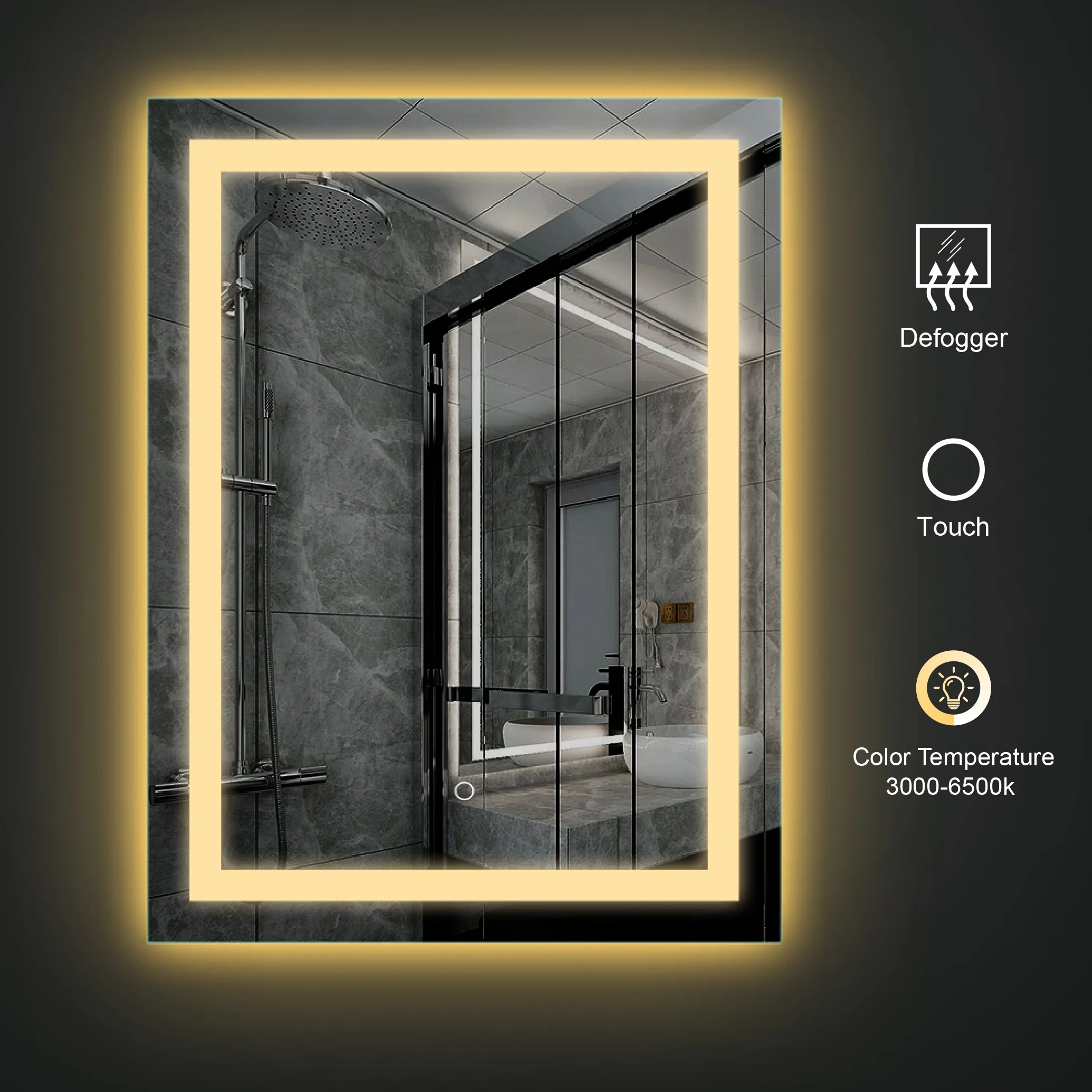 Custom new style led mirror light bathroom with smart led bathroom mirror for led backlit mirror