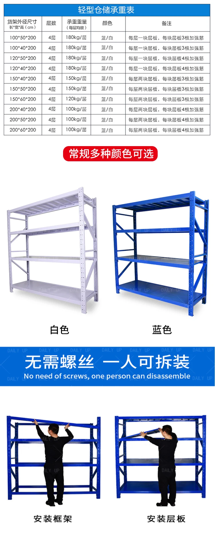 Customized goods shelf Cheap metal storage rack Supermarket Warehouse heavy duty storehouse goods rack
