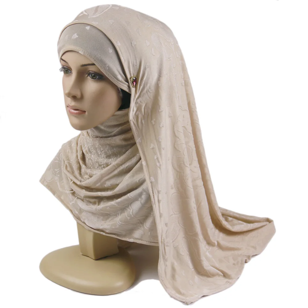 220 克穆斯林长围巾弹性材料 strech 裹披肩棉泽西头巾为穆斯林妇女