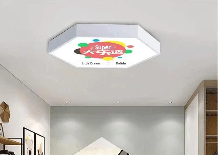 product billiard hall atmosphere light hexagonal logo pattern decorative pendant light gym internet cafe barber shop supermarket light-14