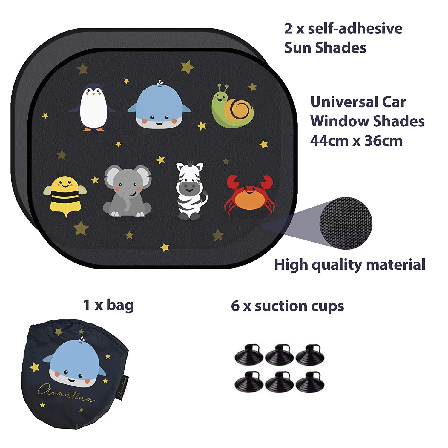 Creative Funny Cartoon Kid Foldable Car Rear Side Windows Cover Shade