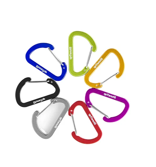 Custom 40mm mini metal keychain hammock clip hook aluminum d shaped small little wire gate carabiner