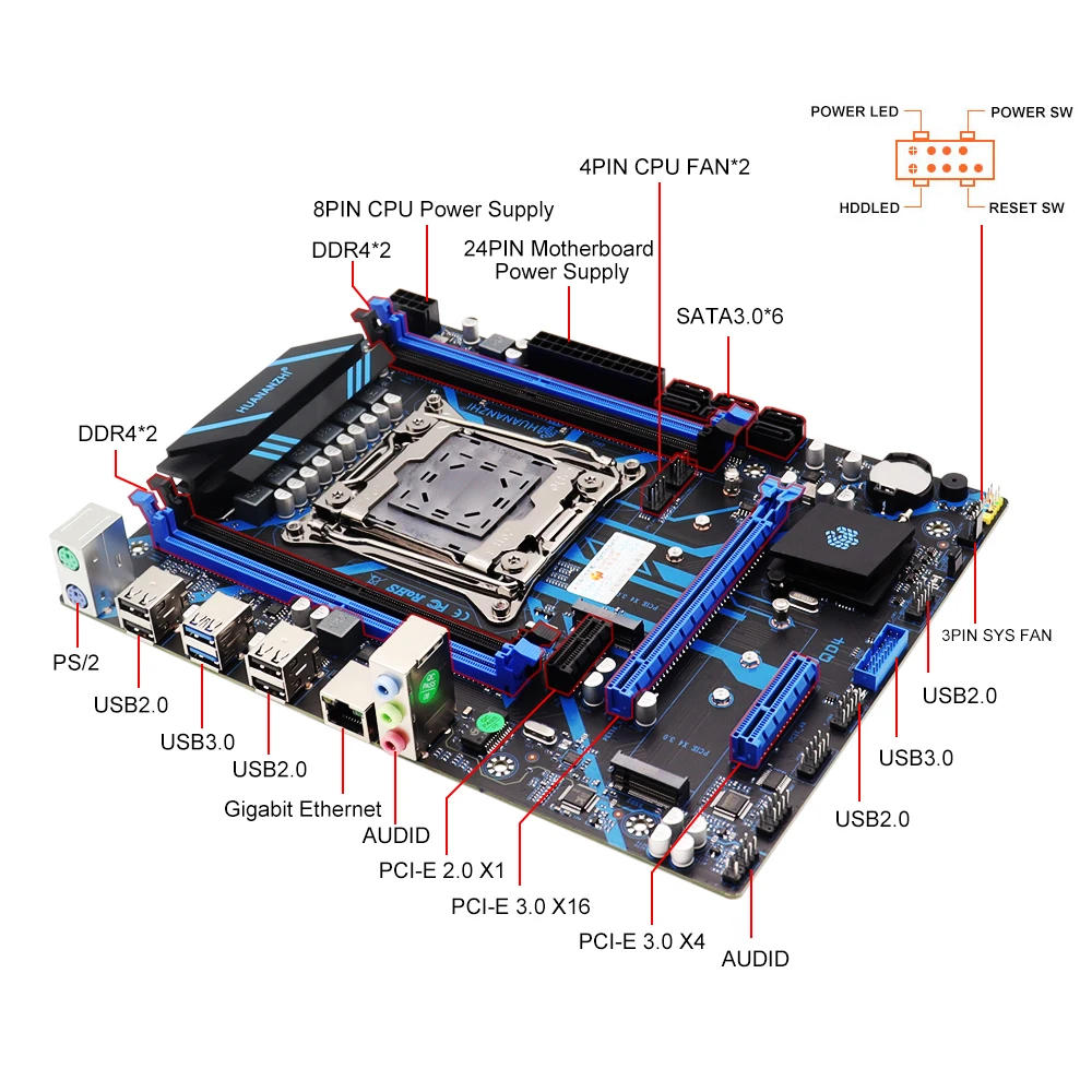 Huananzhi X99 Qd4 Motherboard Set Xeon E5 2670 V3 16gb 2666mhz (2*8g ...