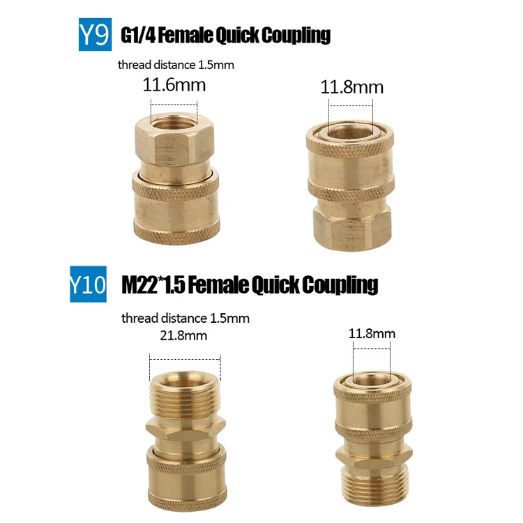 High Pressure Washer Parts Brass 1/4 Threaded Quick Connector Coupling