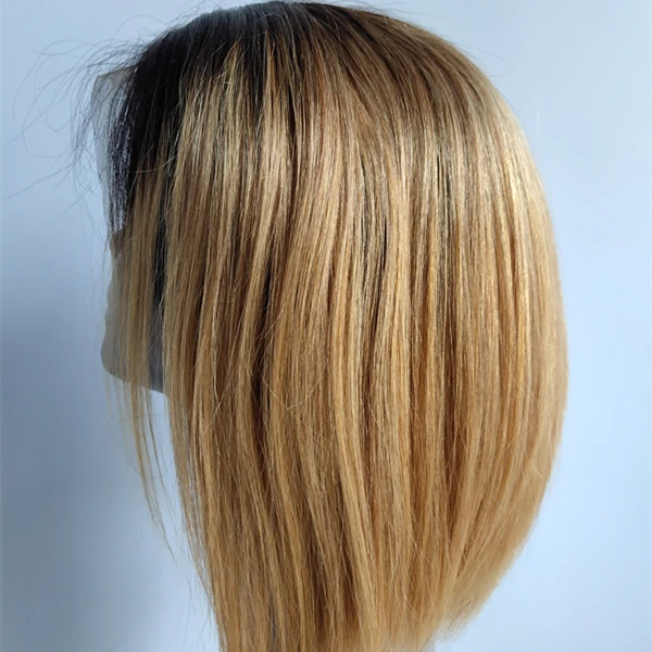 Indian remy human hair 1b/27 short bob 13*4 front lace wig