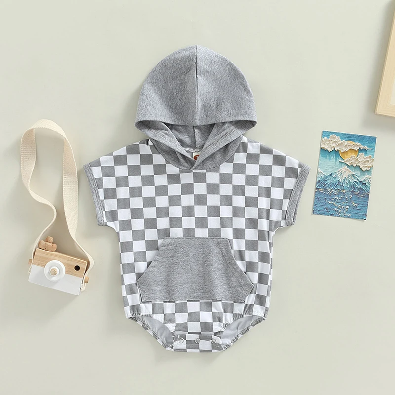 2023 Summer Checkered Baby Clothes Toddler Girls Boys Oversized