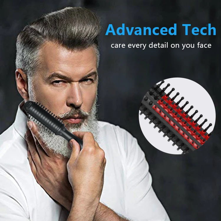 Wholesale Men's Hair Styler Portable Beard Straightener Flat Iron Heat Straightening Mini Beard Brush