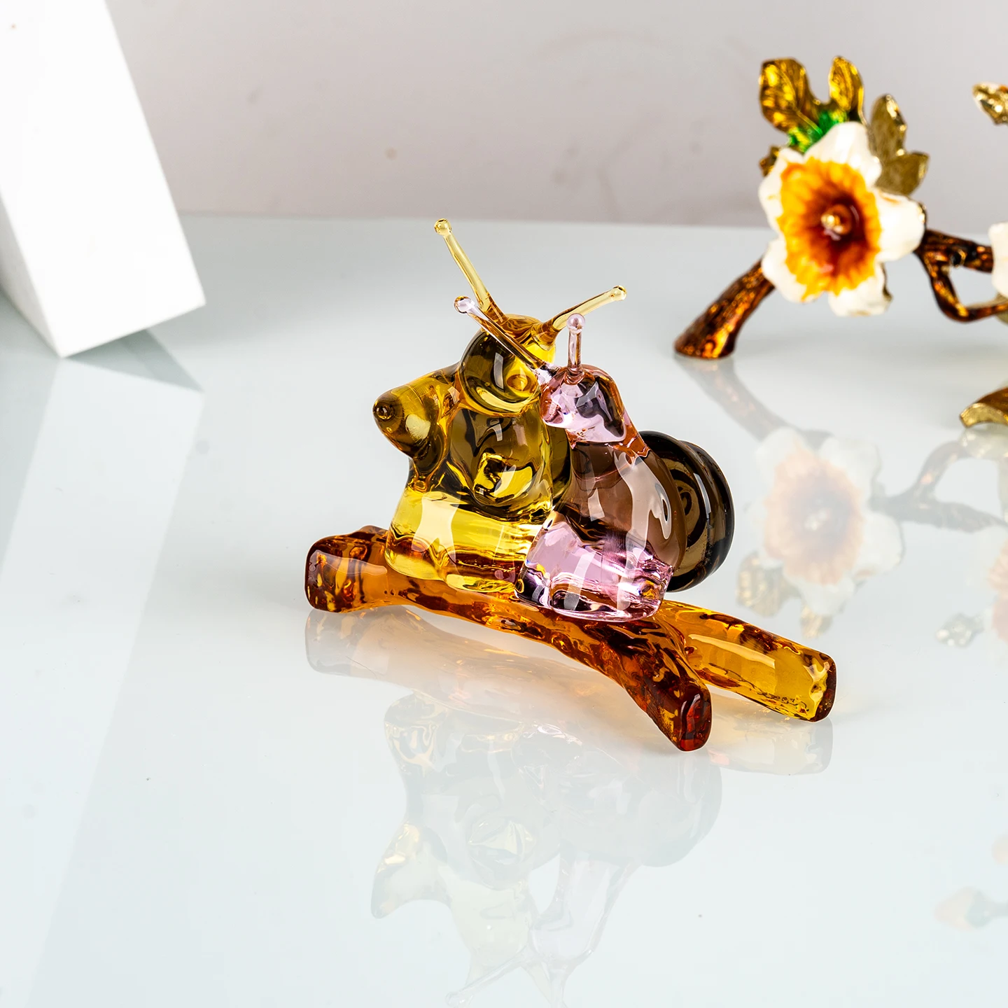 product handmade crystal glass snail sculpture home decoration ornament christmas gift for girlfriend desk decoration-5