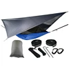 Nylon jungle outdoor portable double parachute camping hammock with mosquito net and rain fly