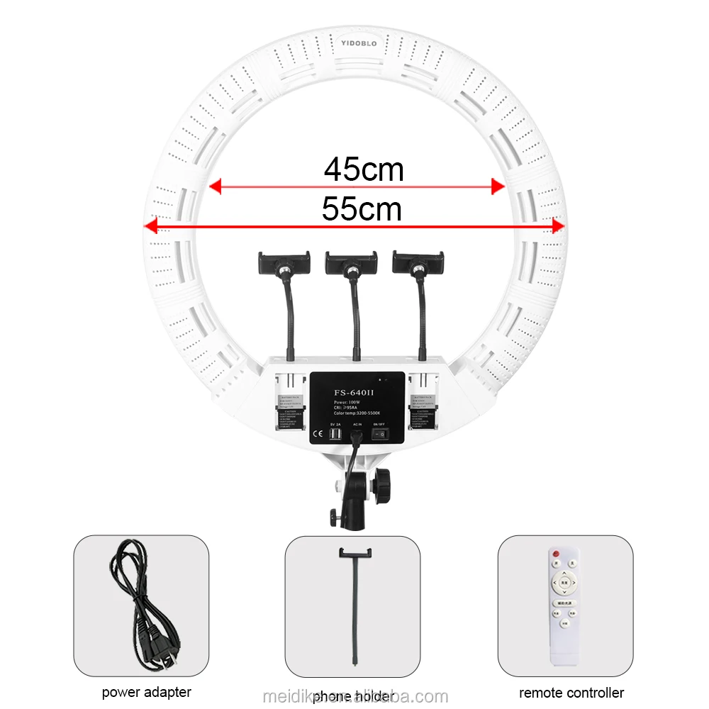 Large 22 inch led ring light 640pcs SMD LEDs with flexible phone holder FS-640 kit
